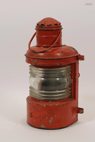 VINTAGE TIN SHIP'S LANTERN, H 14