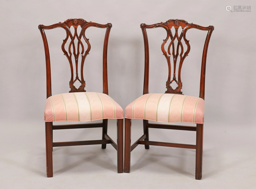 CHIPPENDALE STYLE MAHOGANY SIDE CHAIRS, PAIR H …