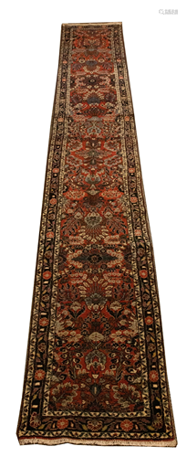 PERSIAN DARGAZINE WOOL RUNNER, C. 1960, W 2' 5