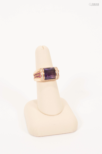 2CT CUSTOM CUT AMETHYST & .24CTTW ACCENT RU…