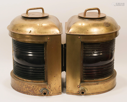 TWO LARGE PERKO BRASS NAUTICAL SHIPS LANTERNS H 18