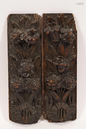 EUROPEAN/ENGLISH CARVED OAK WALL ORNAMENTS 1…