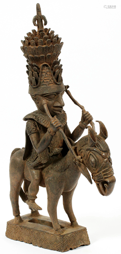 BENIN NIGERIA, BRONZE SCULPTURE H 25