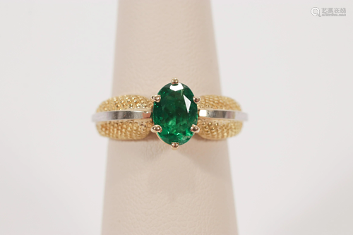 1.03CT OVAL, HIGH GRADE EMERALD, 18K YELLOW GO…