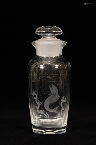 ORREFORS HAND BLOWN CRYSTAL COCKTAIL SHAKER H 9.5