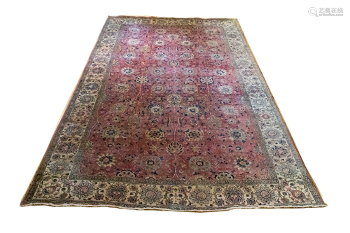 PERSIAN TABRIZ HANDWOVEN WOOL RUG W 10.5…