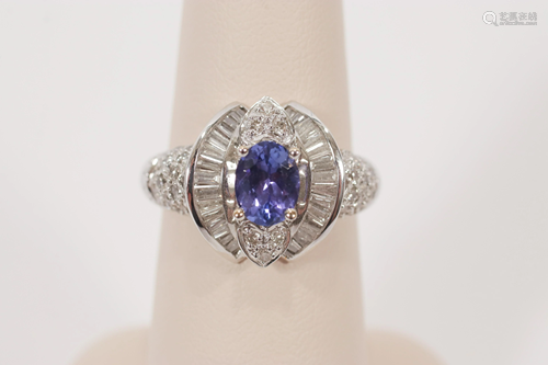 .96CT OVAL TANZANITE RING 1.08CTTW ACCENT DIAMON…