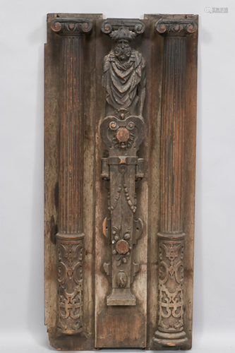 CARVED WOOD ARCHITECTURAL ORNAMENT, H 43