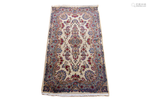 PERSIAN KERMAN HANDWOVEN WOOL RUG W 4' L …