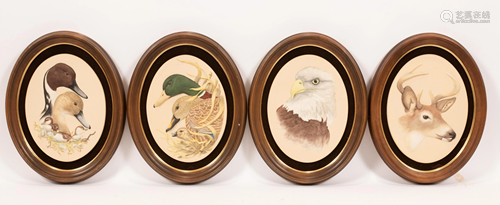 RONALD GOEKE, BISQUE BIRD RELIEF PLAQUES, SET OF FOUR