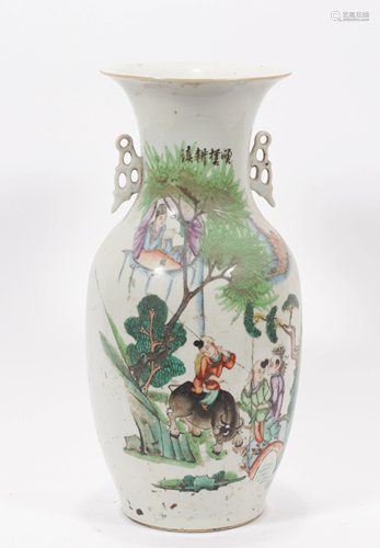 CHINESE PAINTED PORCELAIN VASE, 20TH C, H 17