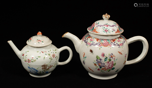 LOWESTOFT CHINESE TEA POTS (2), 18TH.C. 6