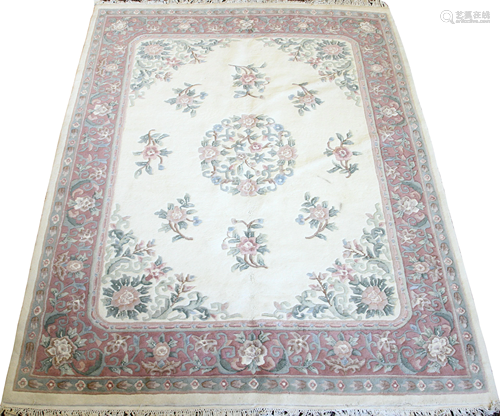 CHINESE HAND WOVEN WOOL CARPET W 7'8