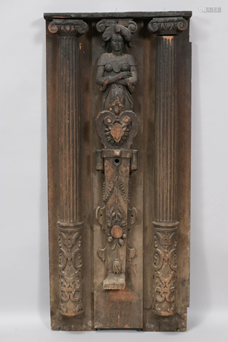 CARVED WOOD COLUMNS ARCHITECTURAL ELEMENT. H 43