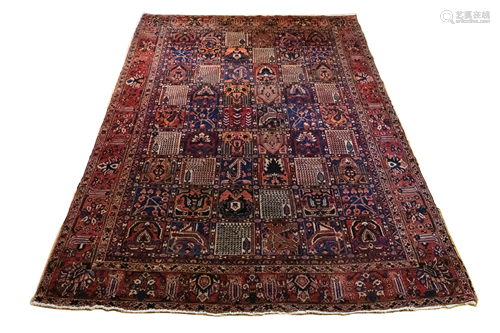 PERSIAN BAKHTIARI HANDWOVEN WOOL RUG W 9' L …