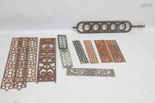 CAST IRON ARCHITECTURAL GRATES, 12 PCS, L …