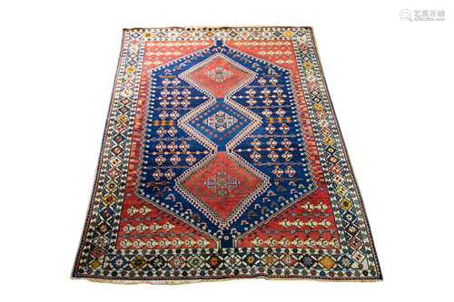 PERSIAN YALEMEH HANDWOVEN WOOL RUG W 6.10…