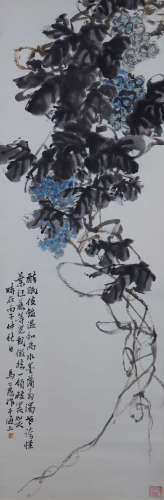 马公愚葡萄花卉图（lot247-255为同一藏家藏）纸本立轴