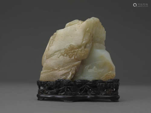 玉山子WHITE JADE SHANZI WITH RUSSET MARKINGS