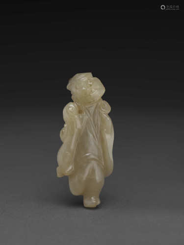 玉胡人戲獅掛墜 JADE ORNAMENT OF A FOREIGN MAN HOLDING A LION...