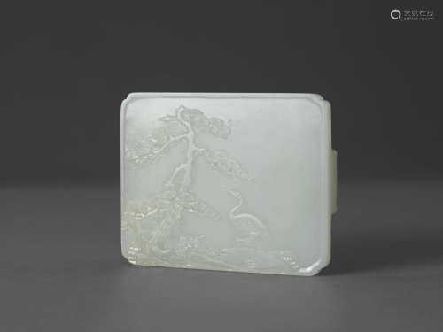 松鹤延年带扣WHITE JADE SONGHE YANNIAN (LONGEVITY) BELT BUCKL...