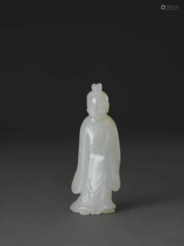 白玉道教人物 WHITE JADE DAOIST FIGURINE