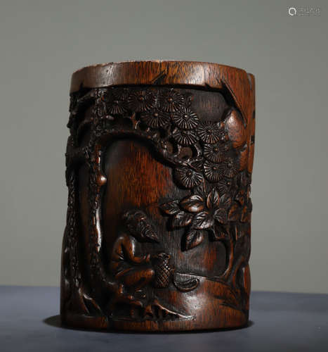 CHENXIANG WOOD CARVED BRUSH POT