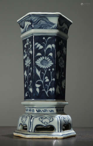 BLUE&WHITE GLAZE FLORAL PATTERN VASE