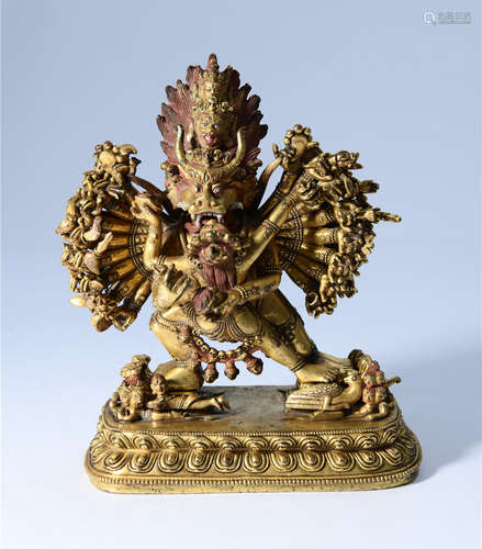 GILT BRONZE CAST YAMANTAKA STATUE