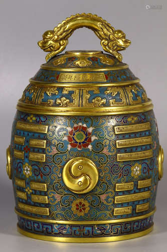 QIANLONG CLOISONNE CAST FLORAL PATTERN BELL