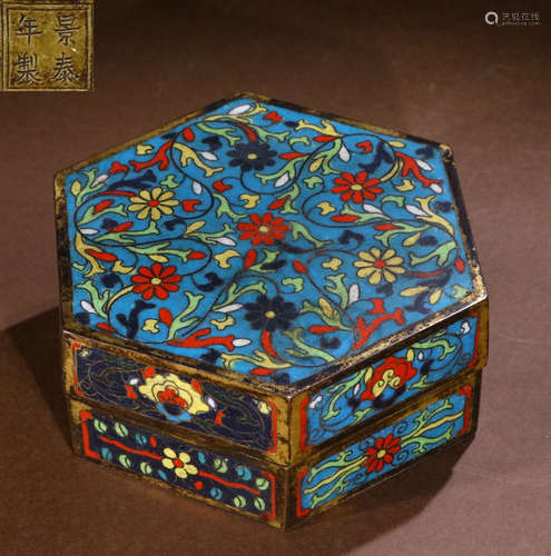 CLOISONNE CAST BOX WITH COVER