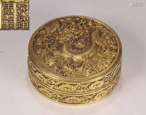 GILT BRONZE CAST DRAGON PATTERN BOX