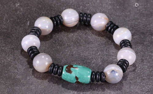 TIBETAN AGATE&TURQUOISE STRING BRACELET