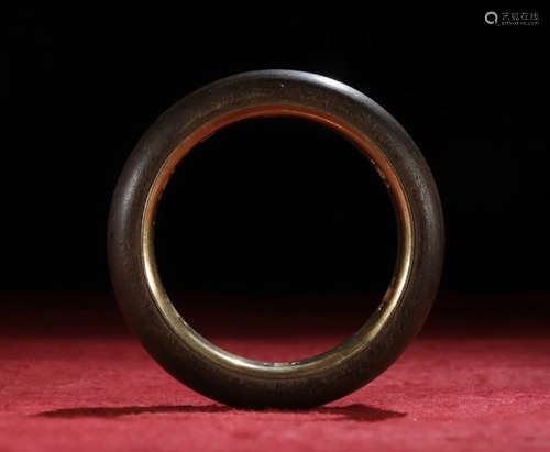 CHENXIANG WOOD WITH GILT SILVER BANGLE