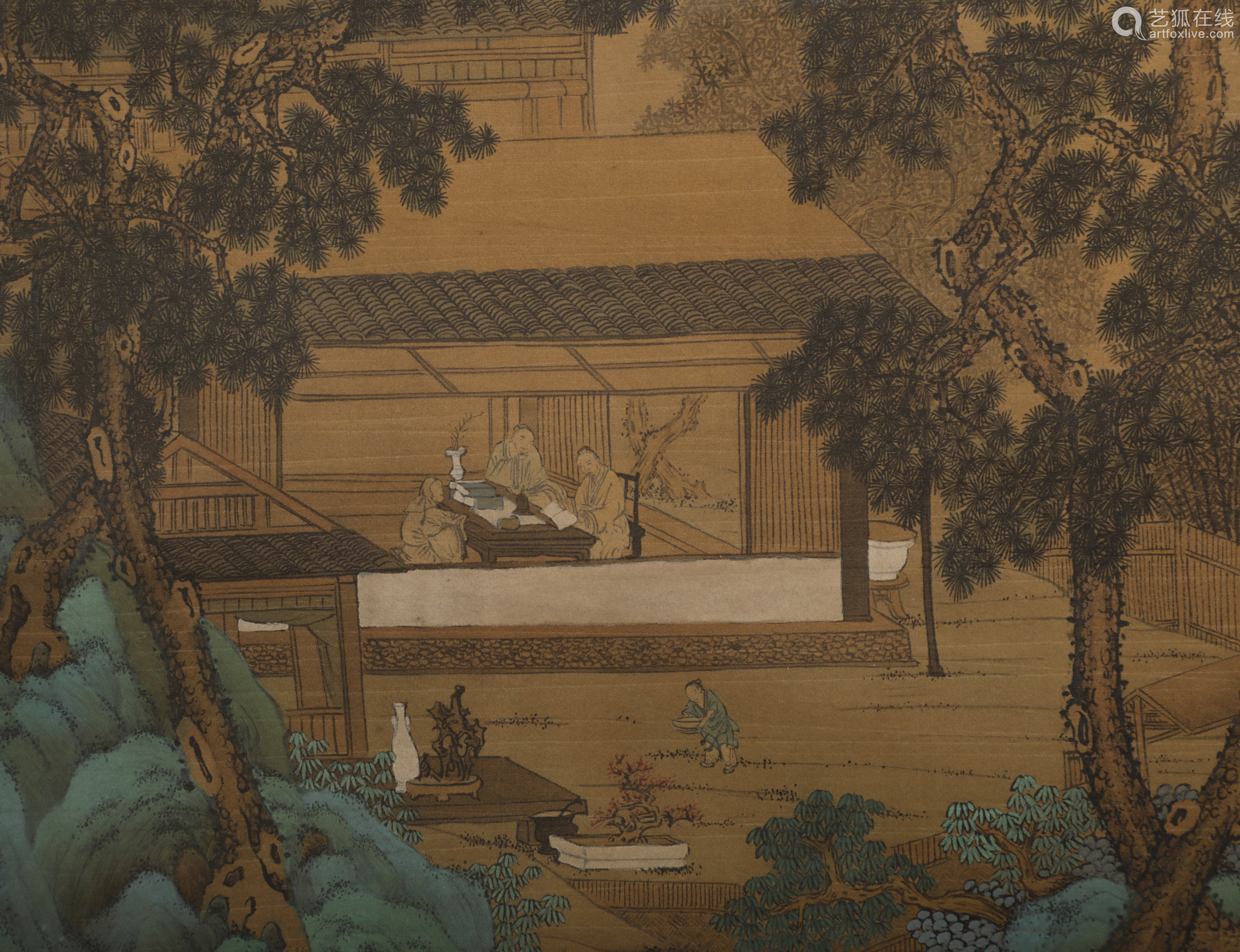 末藤米圃 作 山水画 南画 南宋画 超希少 絹本 ２枚セットです。 末藤米圃 作 山水画 南画 南宋画 超希少 絹本 2枚セットです。