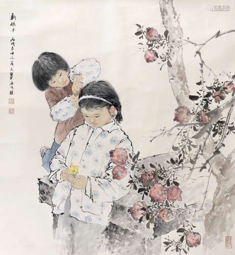 王茂飞 2006年作 人物 镜片 设色纸本
