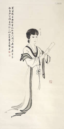 赵蕴玉 1986年作 仕女 立轴 水墨纸本