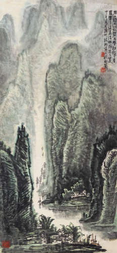 李行简 1984年作 唐人诗意图 镜片 设色纸本