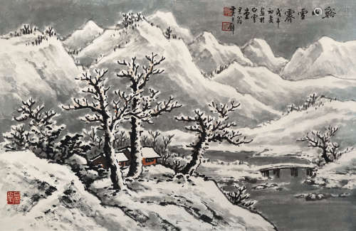 黄君璧 1978年作 溪山雪景 镜片 设色纸本