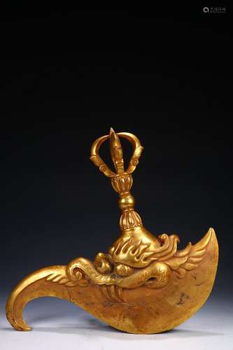 Tibetan Gilt Copper Buddhist Instrument