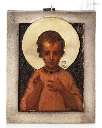 Très rare icône du Saint Sauveur Emmanuel.