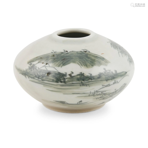 UNDERGLAZE GREEN 'LANDSCAPE' JAR REPUBLIC PERIOD