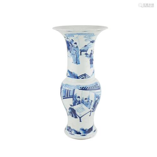 BLUE AND WHITE YENYEN VASE