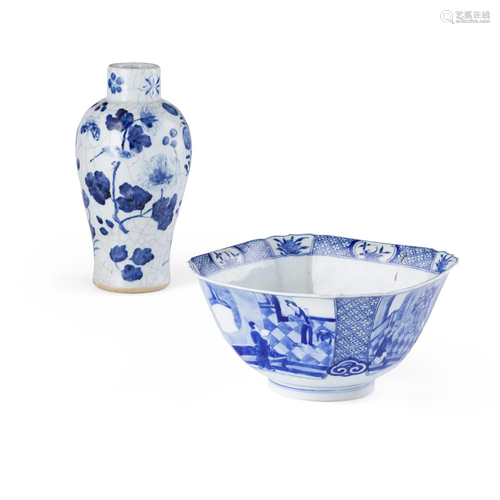 TWO BLUE AND WHITE WARES QING DYNASTY