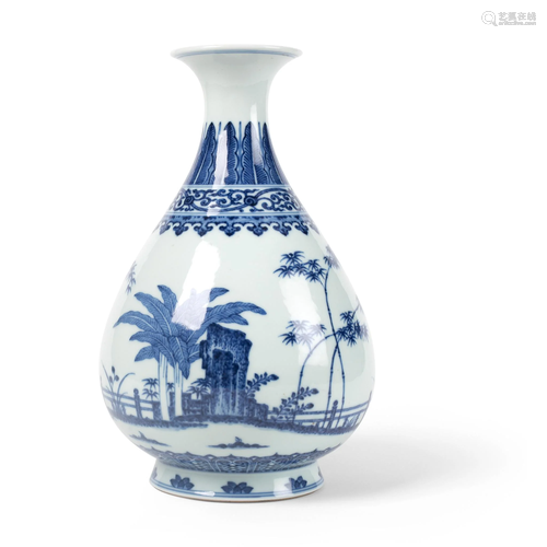 BLUE AND WHITE YUHUCHUN VASE QIANLONG MARK