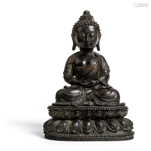 BRONZE FIGURE OF A SEATED BUDDHA