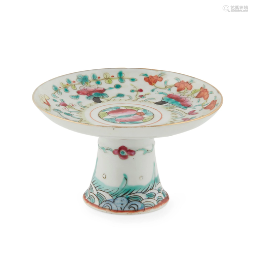 FAMILLE ROSE STEM DISH LATE QING DYNASTY-REPUBLIC