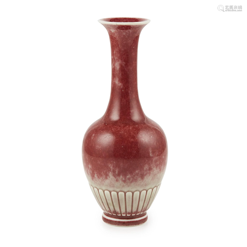 RED-GLAZED BOTTLE VASE KANGXI MARK BUT LATER