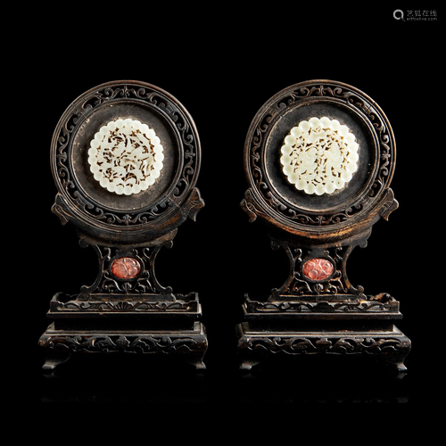 PAIR OF WHITE JADE PLAQUES QING DYNASTY, 19TH CENTURY