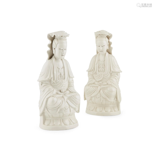 PAIR OF DEHUA FIGURES OF GUANYIN